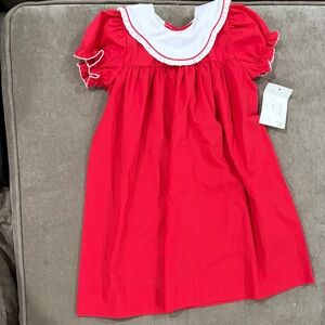 Red Dress with White Trim and Collar